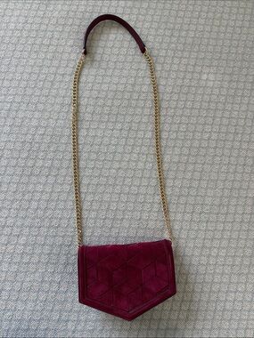 Welden Woven Suede Crossbody Bag in Burgundy